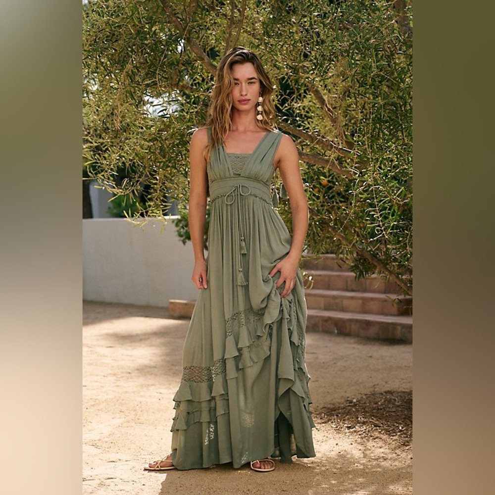 Free People Santa Maria Maxi Dress | NWT | Capulet Olive | Size M
